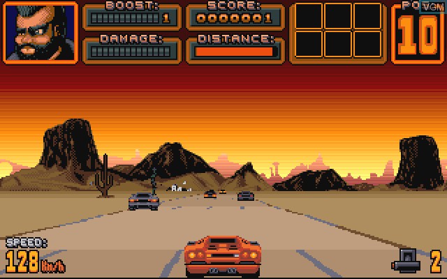 In-game screen of the game Lamborghini American Challenge on Commodore Amiga