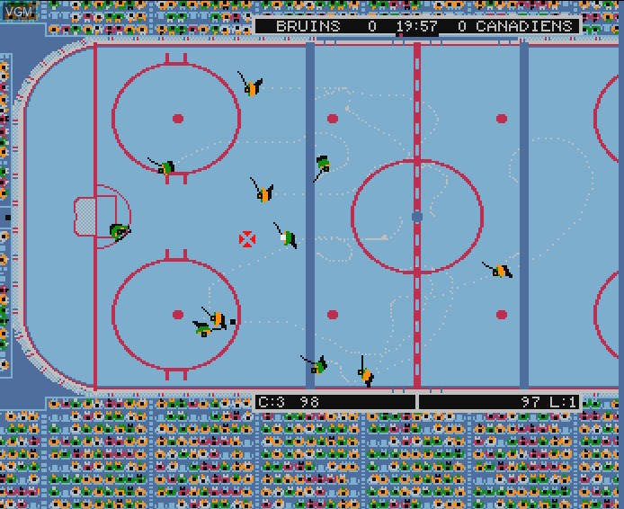 In-game screen of the game Wayne Gretzky Hockey on Commodore Amiga