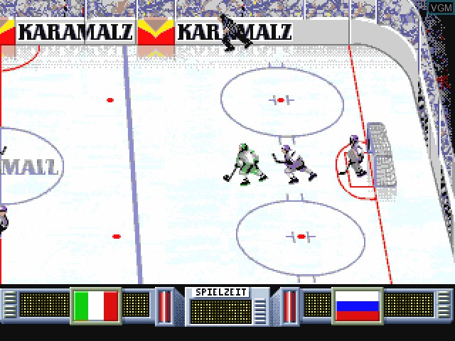In-game screen of the game Karamalz Cup - Eis Hockey on Commodore Amiga