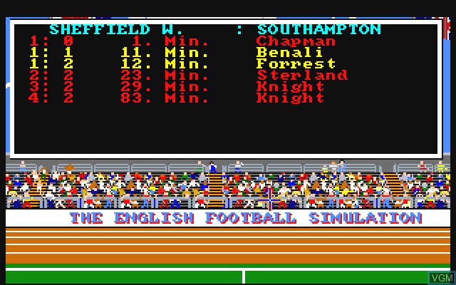 In-game screen of the game English Football Simulation, The on Commodore Amiga