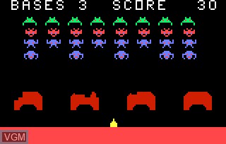 In-game screen of the game Astro Battle AKA Space Invaders on Bally Astrocade