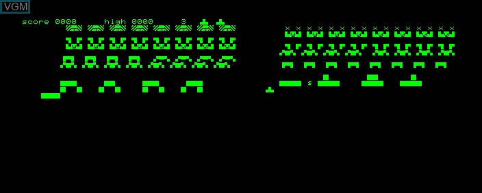 In-game screen of the game Space Invaders on Commodore PET