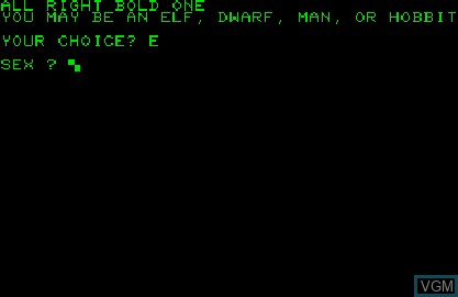 In-game screen of the game Wizard's Castle, The on Commodore PET