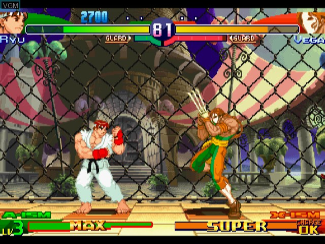 In-game screen of the game Street Fighter Alpha 3 on Sega Dreamcast