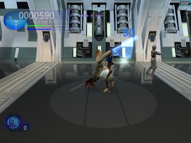 In-game screen of the game Star Wars Episode I - Jedi Power Battles on Sega Dreamcast