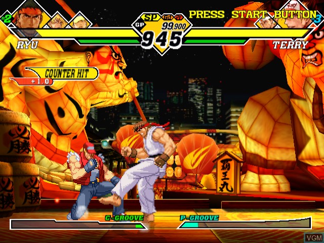 In-game screen of the game Capcom vs. SNK 2 - Millionaire Fighting 2001 on Sega Dreamcast