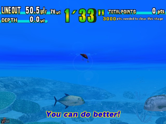 In-game screen of the game Sega Marine Fishing on Sega Dreamcast