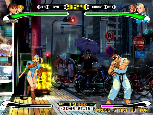 In-game screen of the game Capcom vs. SNK - Millennium Fight 2000 Pro on Sega Dreamcast