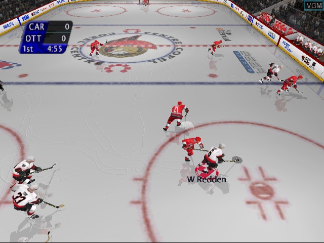 In-game screen of the game NHL 2K on Sega Dreamcast