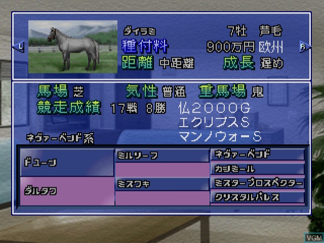 In-game screen of the game Winning Post 4 Program 2000 on Sega Dreamcast