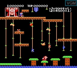 In-game screen of the game Donkey Kong Jr on Nintendo Famicom Disk