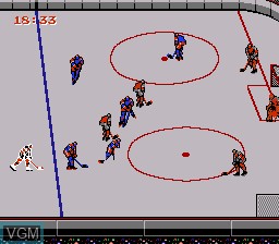 In-game screen of the game Konamic Ice Hockey on Nintendo Famicom Disk