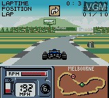 In-game screen of the game Formula One 2000 on Nintendo Game Boy Color