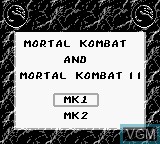 In-game screen of the game Mortal Kombat I & II on Nintendo Game Boy