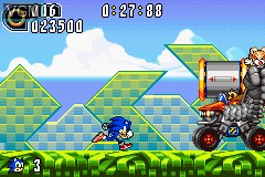 In-game screen of the game Sonic Advance 2 on Nintendo GameBoy Advance