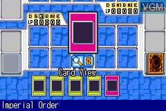 In-game screen of the game Yu-Gi-Oh! World Championship Tournament 2004 on Nintendo GameBoy Advance