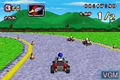 In-game screen of the game LEGO Racers 2 on Nintendo GameBoy Advance