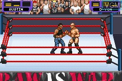 In-game screen of the game WWF Road to WrestleMania on Nintendo GameBoy Advance