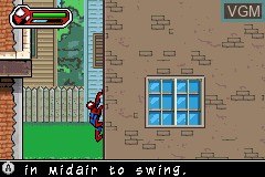 In-game screen of the game Ultimate Spider-Man on Nintendo GameBoy Advance