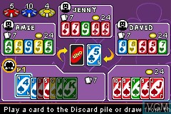 In-game screen of the game Uno 52 on Nintendo GameBoy Advance