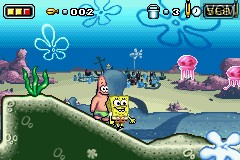 In-game screen of the game 2 Games in 1 - The SpongeBob SquarePants Movie / SpongeBob SquarePants and Friends in Freeze Frame Frenzy on Nintendo GameBoy Advance