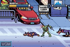 In-game screen of the game TMNT - Teenage Mutant Ninja Turtles on Nintendo GameBoy Advance