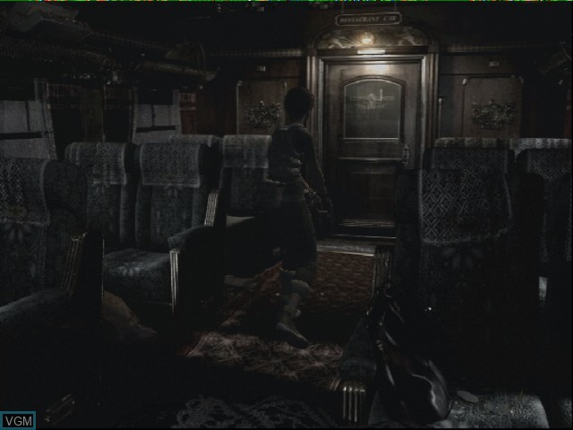 In-game screen of the game Resident Evil 0 on Nintendo GameCube