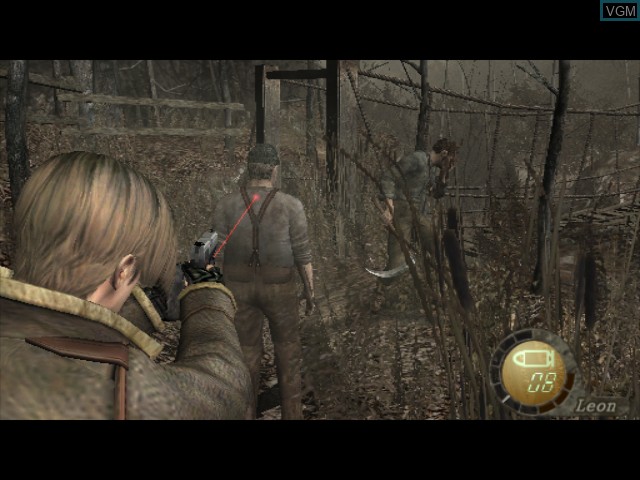 In-game screen of the game Resident Evil 4 on Nintendo GameCube