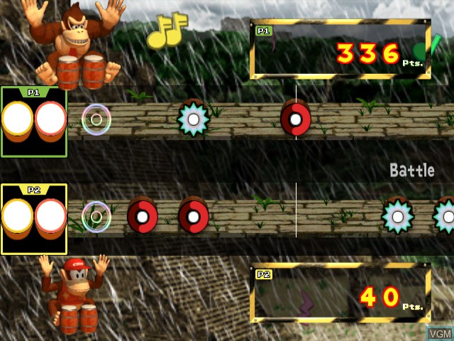 In-game screen of the game Donkey Konga on Nintendo GameCube