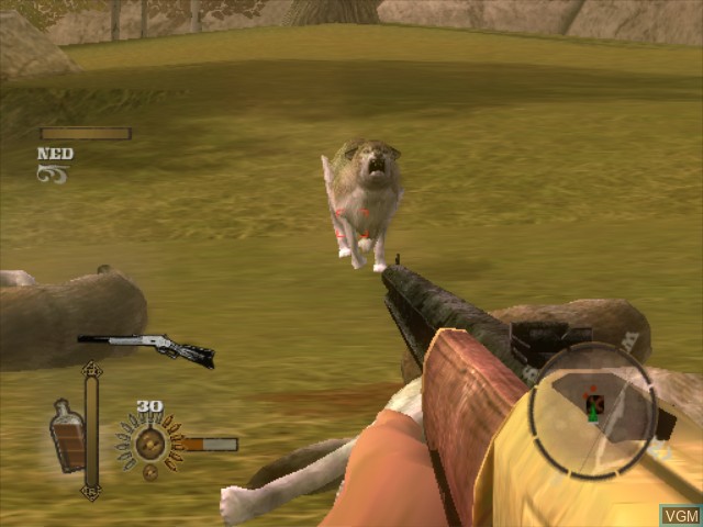 In-game screen of the game Gun on Nintendo GameCube