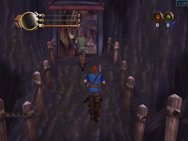 In-game screen of the game Dinotopia - The Sunstone Odyssey on Nintendo GameCube