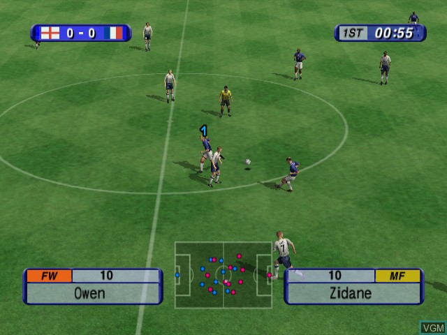 In-game screen of the game International Superstar Soccer 2 on Nintendo GameCube