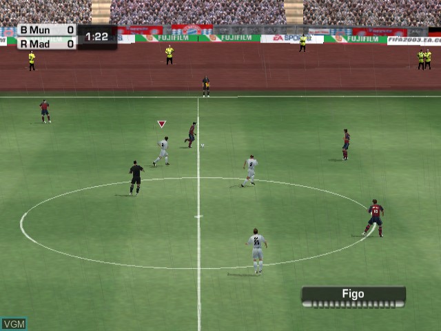 In-game screen of the game FIFA 2003 on Nintendo GameCube