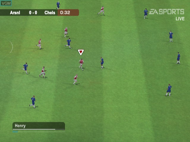 In-game screen of the game FIFA Football 2004 on Nintendo GameCube