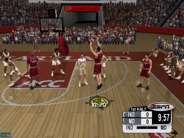 In-game screen of the game NCAA College Basketball 2K3 on Nintendo GameCube
