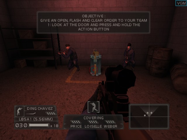 In-game screen of the game Tom Clancy's Rainbow Six 3 on Nintendo GameCube