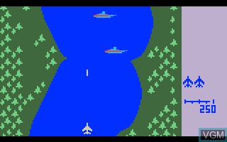 In-game screen of the game River Raid on Mattel Intellivision