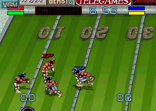 In-game screen of the game Brutal Sports Football on Atari Jaguar