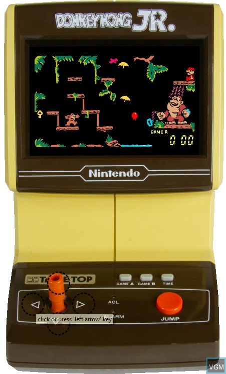 In-game screen of the game Donkey Kong Jr. on Electronic games