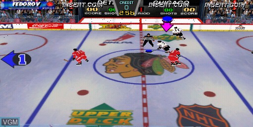 In-game screen of the game Wayne Gretzky's 3D Hockey on MAME