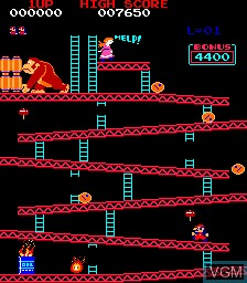 In-game screen of the game Donkey Kong on MAME
