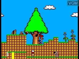 In-game screen of the game Ferias Frustradas do Pica Pau on Sega Master System