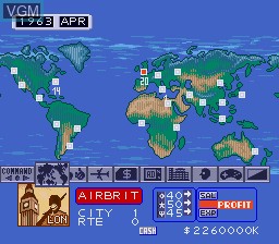 In-game screen of the game Aerobiz on Sega Megadrive