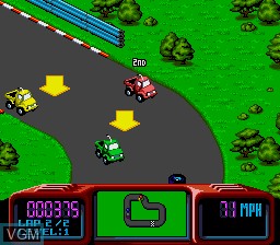 In-game screen of the game Championship Pro-Am on Sega Megadrive