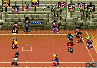 In-game screen of the game Honoo no Doukyuuji - Dodge Danpei on Sega Megadrive
