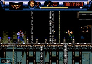 In-game screen of the game Judge Dredd on Sega Megadrive