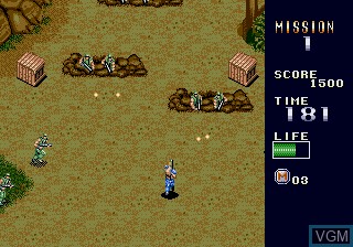 In-game screen of the game Mercs on Sega Megadrive