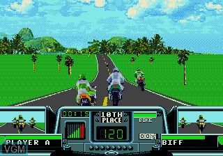 In-game screen of the game Road Rash 3 on Sega Megadrive