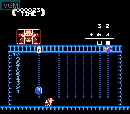 In-game screen of the game Donkey Kong Jr. + Jr. Lesson on Nintendo NES