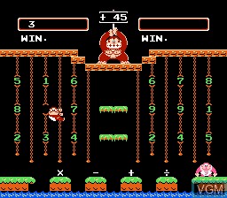 In-game screen of the game Donkey Kong Jr. no Sansuu Asobi on Nintendo NES